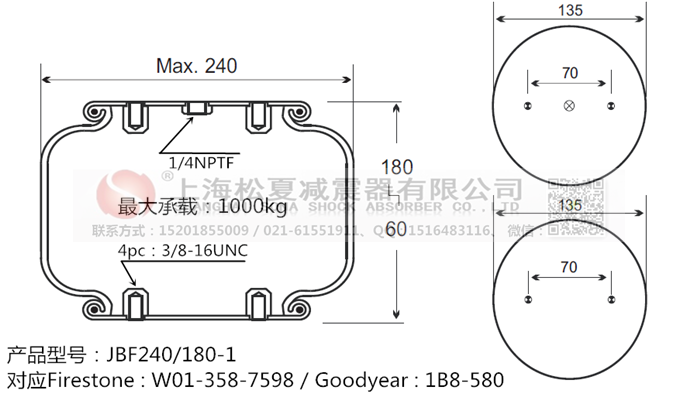 JBF240-180-1橡膠<a href='http://ddcatv.com.cn/' target='_blank'><u>空氣彈簧</u></a>